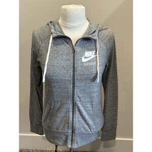 Nike Women's Small Gym Athleisure Vintage Full Zip Hoodie Jacket Heathered Gray